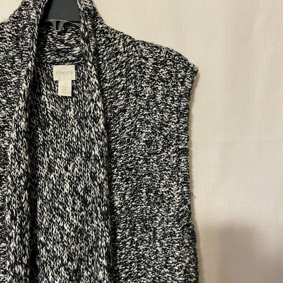 Chico's Sleeveless Knit Cardigan Duster Length Shawl Neck Coastal Womens Size 3 - Picture 5 of 11